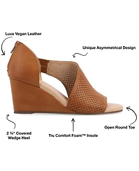 Journee Collection Women's Aretha Perforated Peep Toe Wedge Sandals