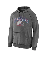 Men's Fanatics Gray Quebec Nordiques Heritage Broken Ice Washed Raglan Pullover Hoodie