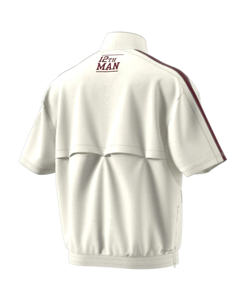 Men's adidas White Texas A&M Aggies Strategy Pullover Half-Zip Short Sleeve Jacket