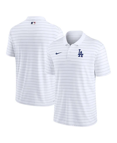 Men's Nike White Los Angeles Dodgers Authentic Collection Victory Striped Performance Polo Shirt