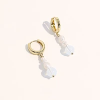 Joey Baby 18K Gold Plated Freshwater Pearl with Moonstone - Emi Earrings For Women