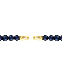 Bulova Men's Marine Star Blue Freshwater Pearl (8mm) & Diamond (1/5 ct. t.w.) Beaded Bracelet in 14k Gold-Plated Sterling Silver
