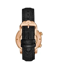 Alexander Men's Journeyman Black Leather, Silver-Tone Dial, 40mm Round Watch