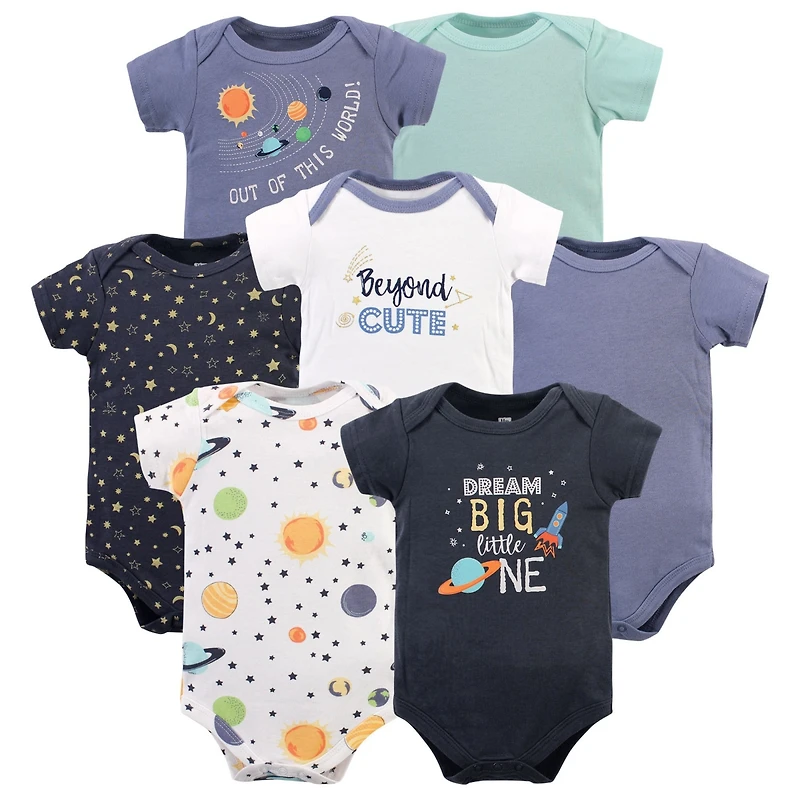 Hudson Baby Boys 7-Pack Cotton Onesies
