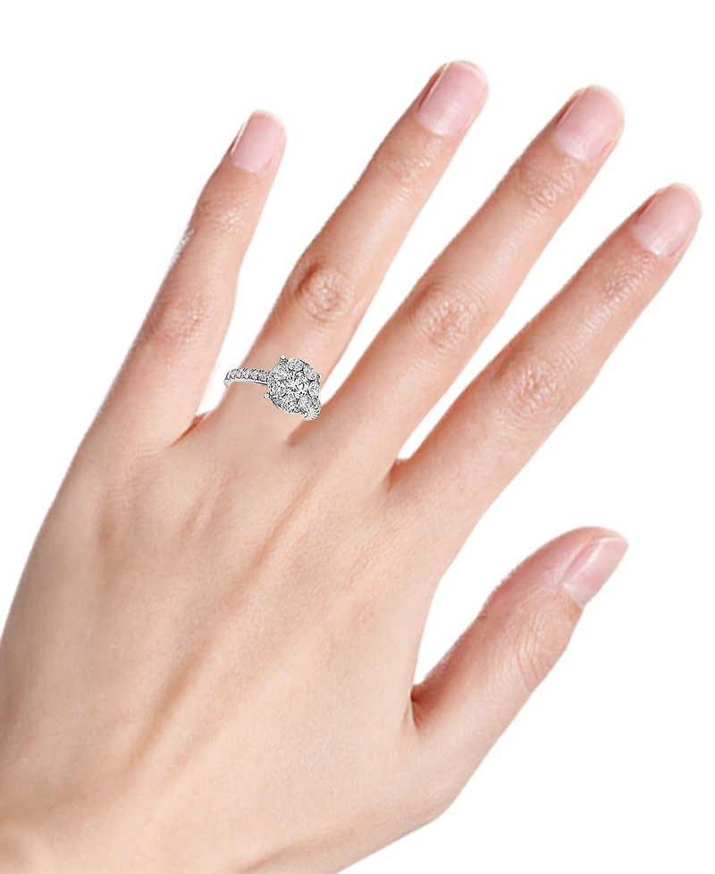 Diamond Halo Cluster Engagement Ring (2 ct. t.w.) in 14k White Gold