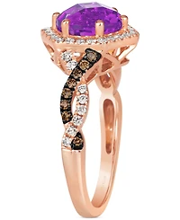 Le Vian Grape Amethyst (1-3/4 ct. t.w.) & Diamond (3/8 Halo Twist Ring 14k Rose Gold (Also Deep Sea Blue Topaz)