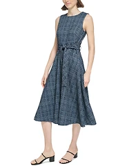 Calvin Klein Women's Tweed Belted A-Line Dress