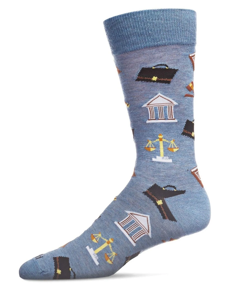 MeMoi Men's Law and Order Heathered Rayon from Bamboo Novelty Crew Socks