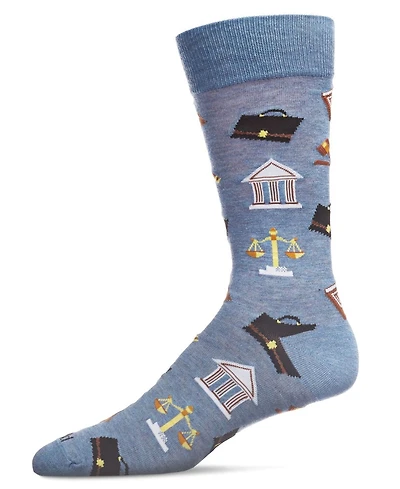 MeMoi Men's Law and Order Heathered Rayon from Bamboo Novelty Crew Socks
