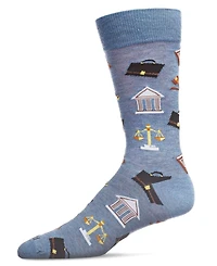 MeMoi Men's Law and Order Heathered Rayon from Bamboo Novelty Crew Socks