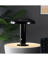 Suillius 11" Contemporary Bohemian Rechargeable, Cordless Iron Integrated Led Mushroom Table Lamp