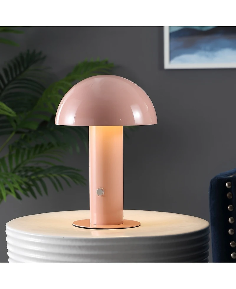 Boletus 10.75" Contemporary Bohemian Rechargeable, Cordless Iron Integrated Led Mushroom Table Lamp