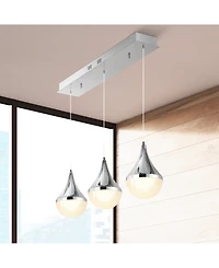 Elyse Teardrop 33" 3-Light Modern Mid-Century Iron, Acrylic Integrated Linear Led Pendant