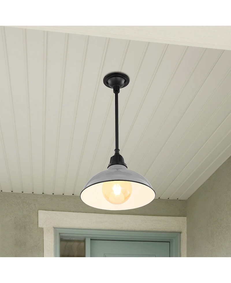 Jasper 12.25" 1-Light Farmhouse Industrial Indoor, Outdoor Iron Led Pendant