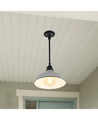 Jasper 12.25" 1-Light Farmhouse Industrial Indoor, Outdoor Iron Led Pendant