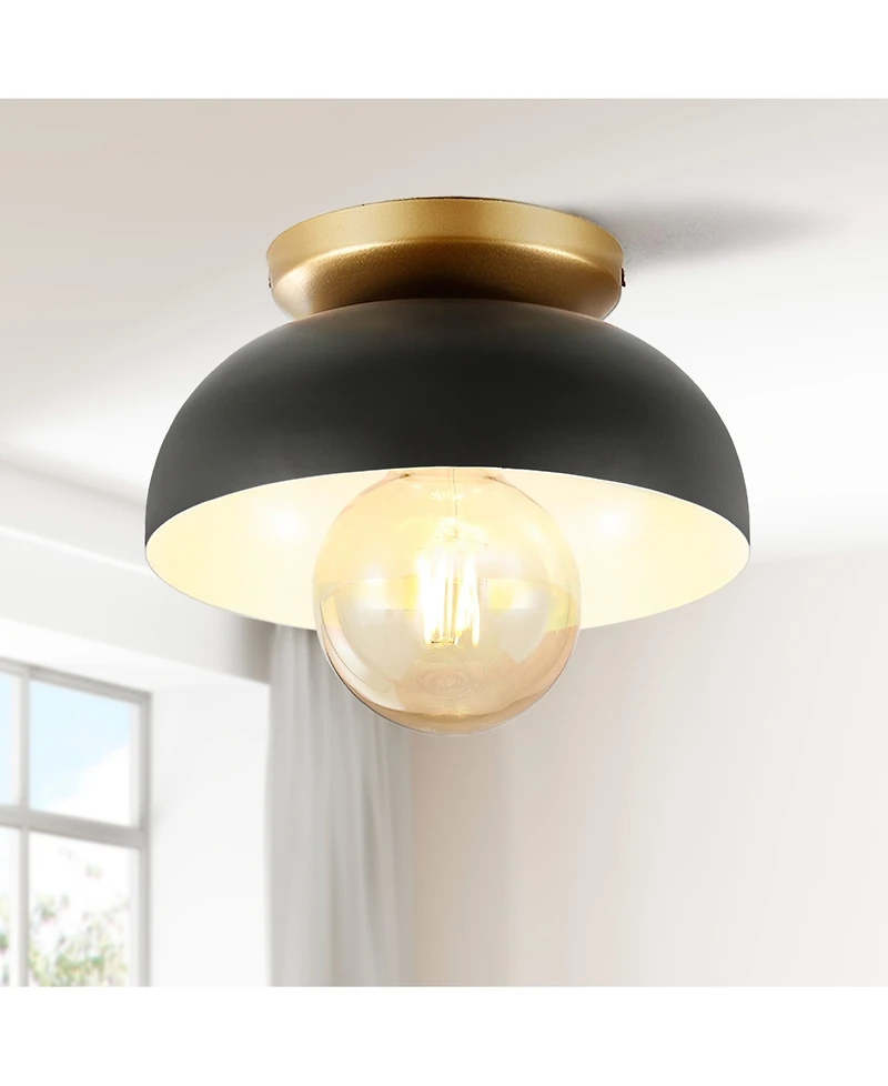 Paulina 8.5" 1-Light Classic Industrial Iron Led Flush Mount