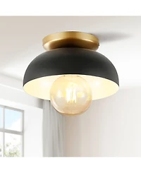 Paulina 8.5" 1-Light Classic Industrial Iron Led Flush Mount