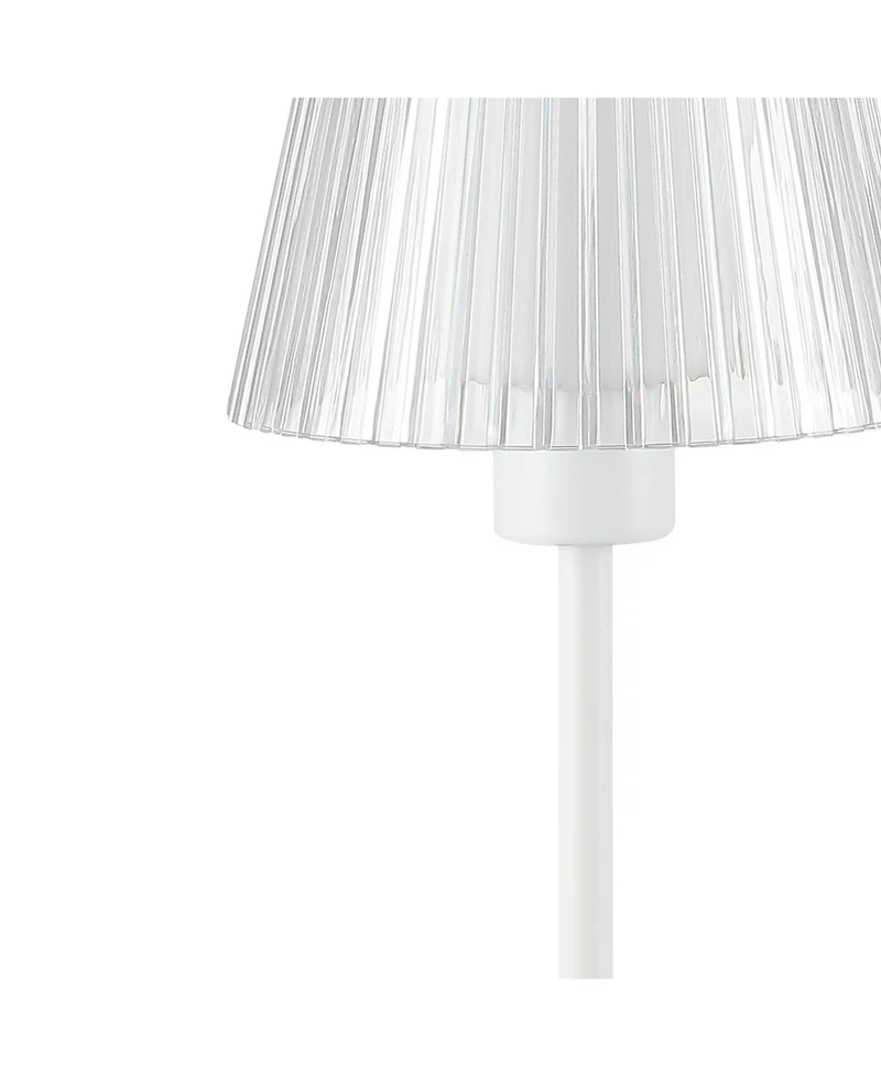 Oscar 12.5" Modern Industrial Rechargeable, Cordless Iron, Acrylic Integrated Led Table Lamp with Ribbed Shade