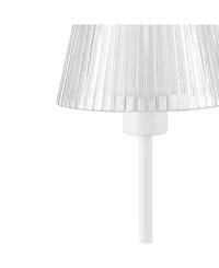 Oscar 12.5" Modern Industrial Rechargeable, Cordless Iron, Acrylic Integrated Led Table Lamp with Ribbed Shade