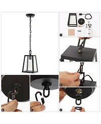 Glendale 6.75" 1-Light Farmhouse Industrial Iron, Glass Outdoor Led Pendant