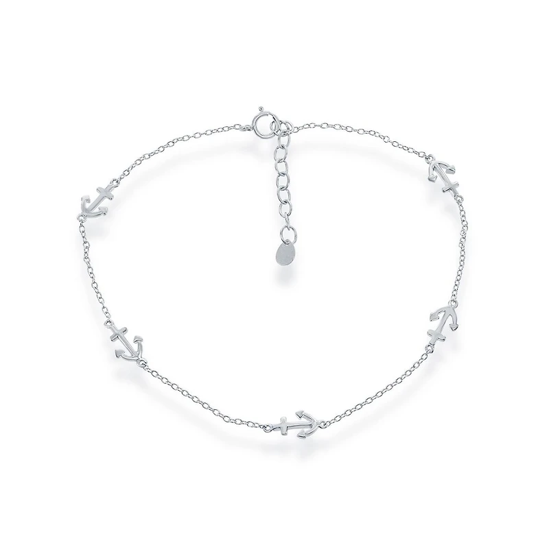 Simona Sterling Silver Anchor by the Yard Anklet