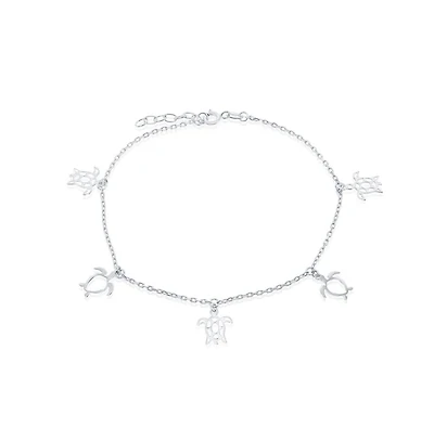 Simona Sterling Silver Cut-Out Sea Turtle Anklet