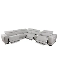 Closeout! Krofton 6-Pc. Beyond Leather Fabric Sectional L with 3 Power Motion Recliners and 1 Console, Created for Macy's
