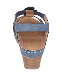 Gc Shoes Women's Beck Flower Detail Wedge Sandals