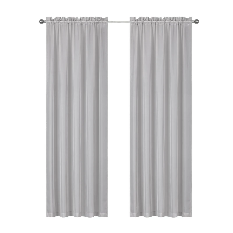 Kate Aurora Montauk Accents Ultra Lux 2 Piece Rod Pocket Silver Sheer Voile Window Curtain Panels - 84 in. Long