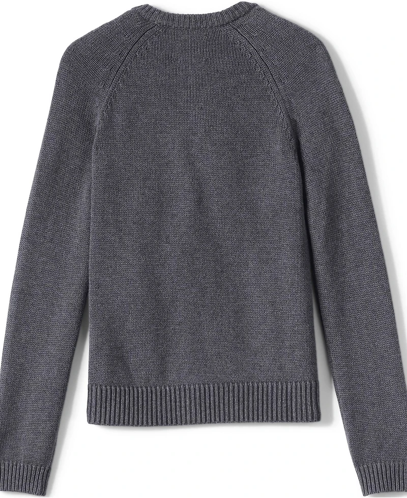 Lands' End Girls School Uniform Cotton Modal Zip Front Cardigan Sweater