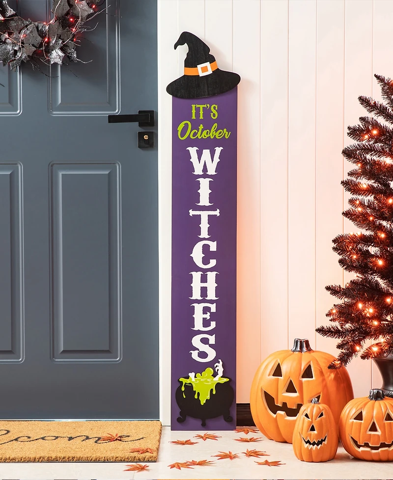Glitzhome 48" H Halloween Wood Witch Hat Porch Decor