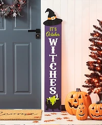 Glitzhome 48" H Halloween Wood Witch Hat Porch Decor