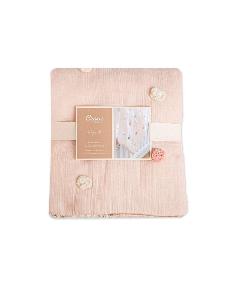 Crane Baby Baby Girls Parker Pom Pom Quilted Blanket