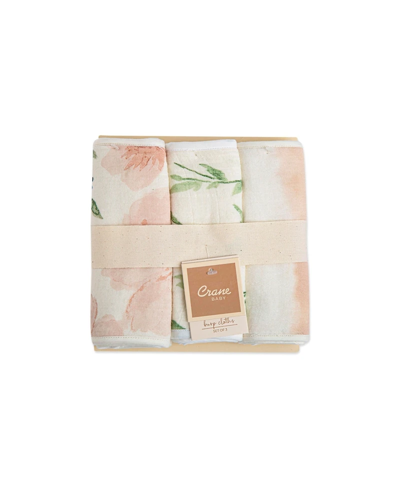 Crane Baby Baby Girls Parker Burp Cloths, Pack of 3