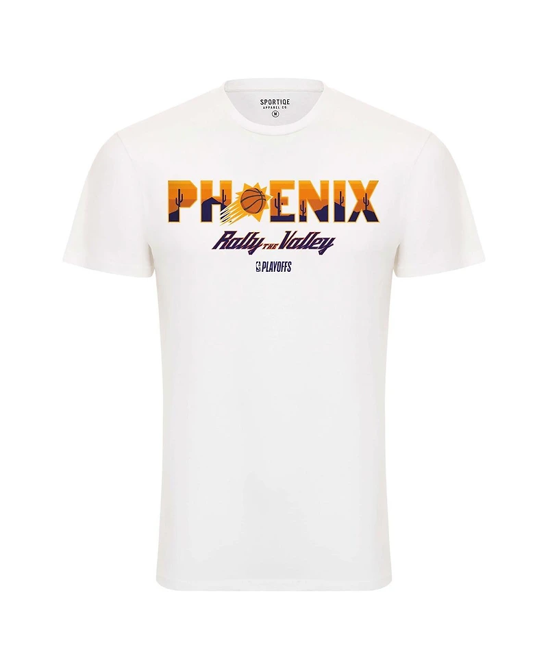 Men's and Women's Sportiqe White Phoenix Suns 2023 Nba Playoffs Rally the Valley Bingham T-shirt
