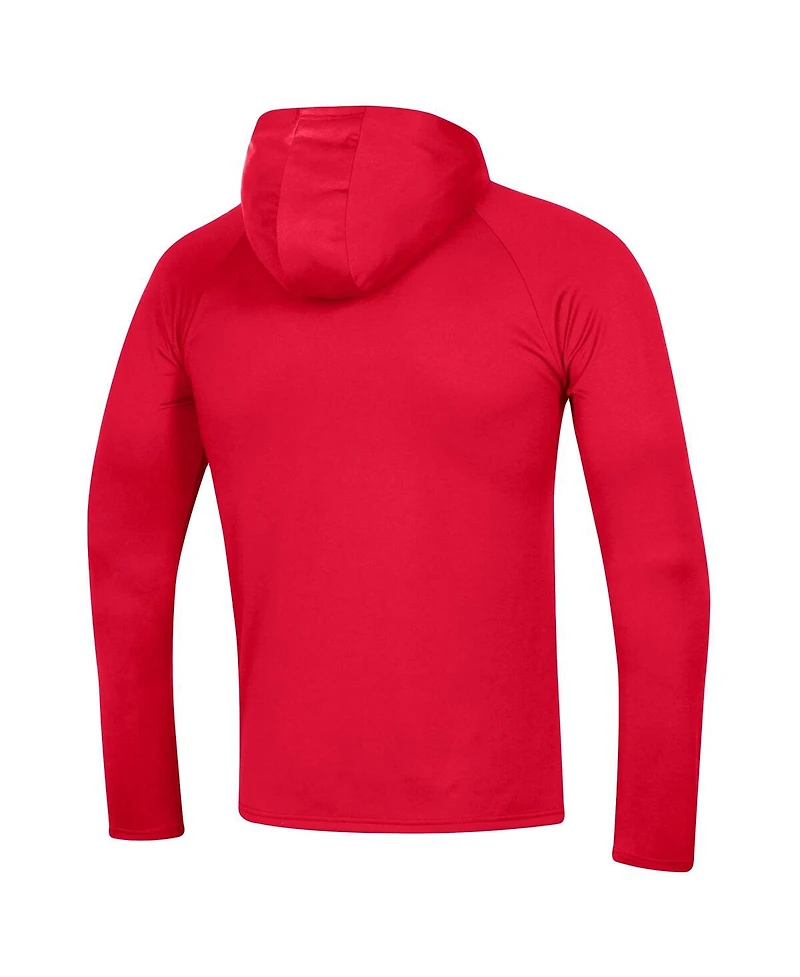 Men's Under Armour Red Maryland Terrapins School Logo Raglan Long Sleeve Hoodie Performance T-shirt