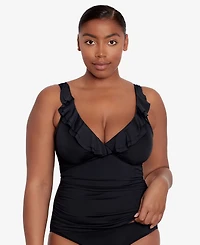 Lauren Ralph Lauren Beach Club Solid Ruffle Tankini Top