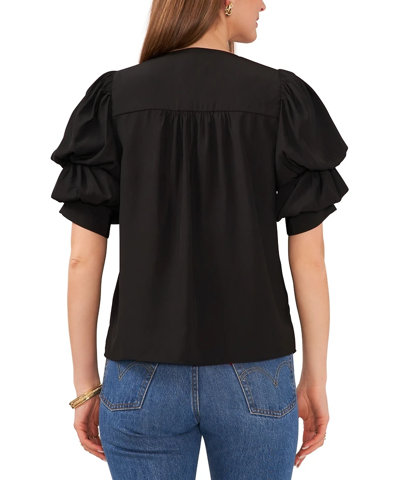 1.state Women's V-neck Tiered Bubble Short-Sleeve Top