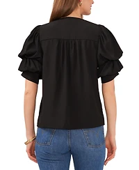 1.state Women's V-neck Tiered Bubble Short-Sleeve Top