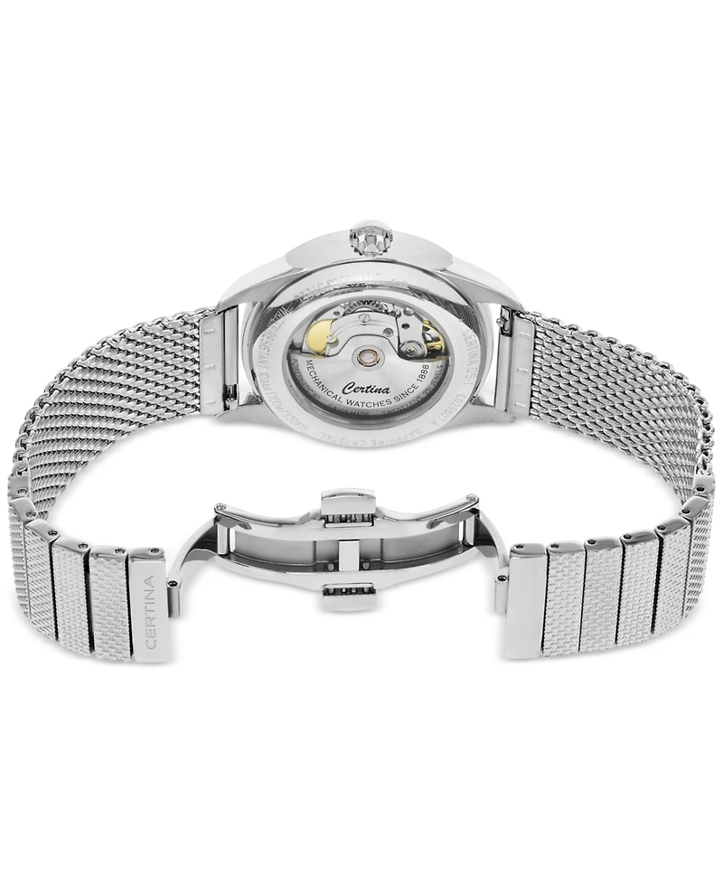 Certina Men's Swiss Automatic Ds-1 Stainless Steel Bracelet Mesh Bracelet & Brown Leather Strap Watch 40mm Gift Set