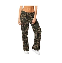 Edikted Women's Camouflage Low Waist Pants