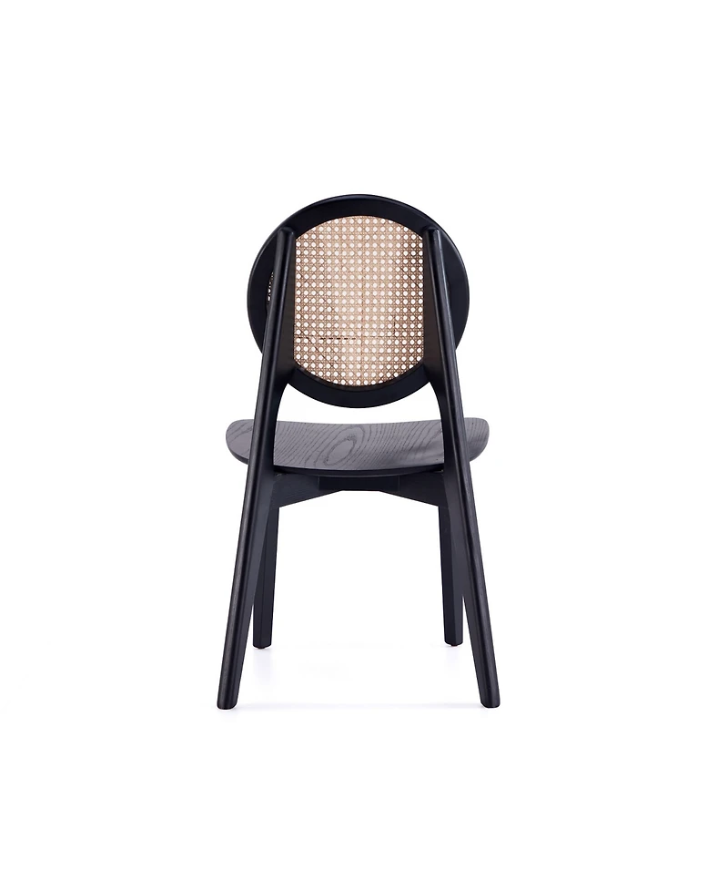 Manhattan Comfort Versailles 4-Piece Round Ash Wood and Natural Cane Dining Chair
