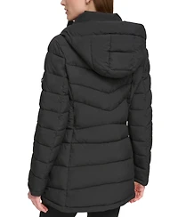 Calvin Klein Women's Stretch Hooded Puffer Coat, Created for Macy's