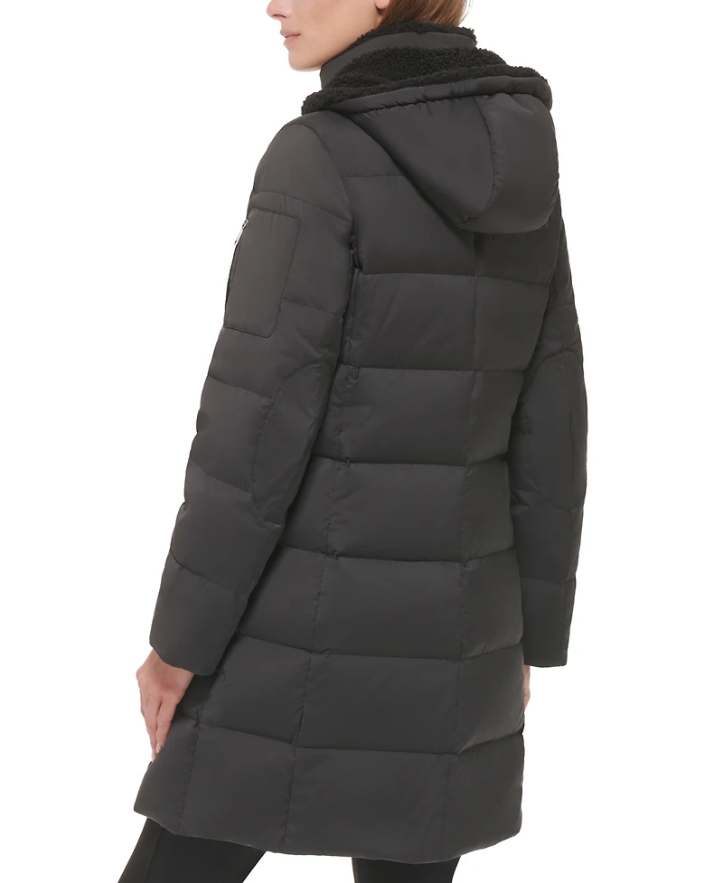 Calvin Klein Women's Sherpa-Trimmed Hooded Down Puffer Coat