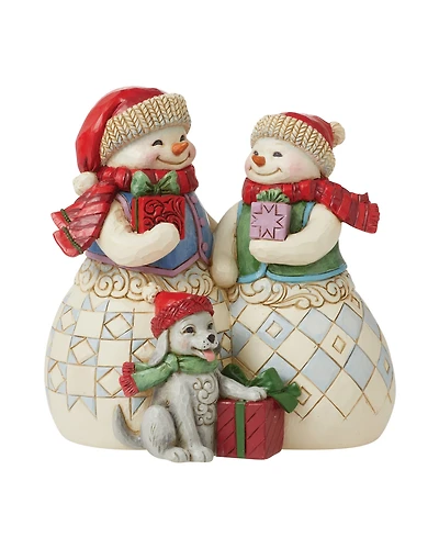 Jim Shore Snow Couple with Puppy Figurine