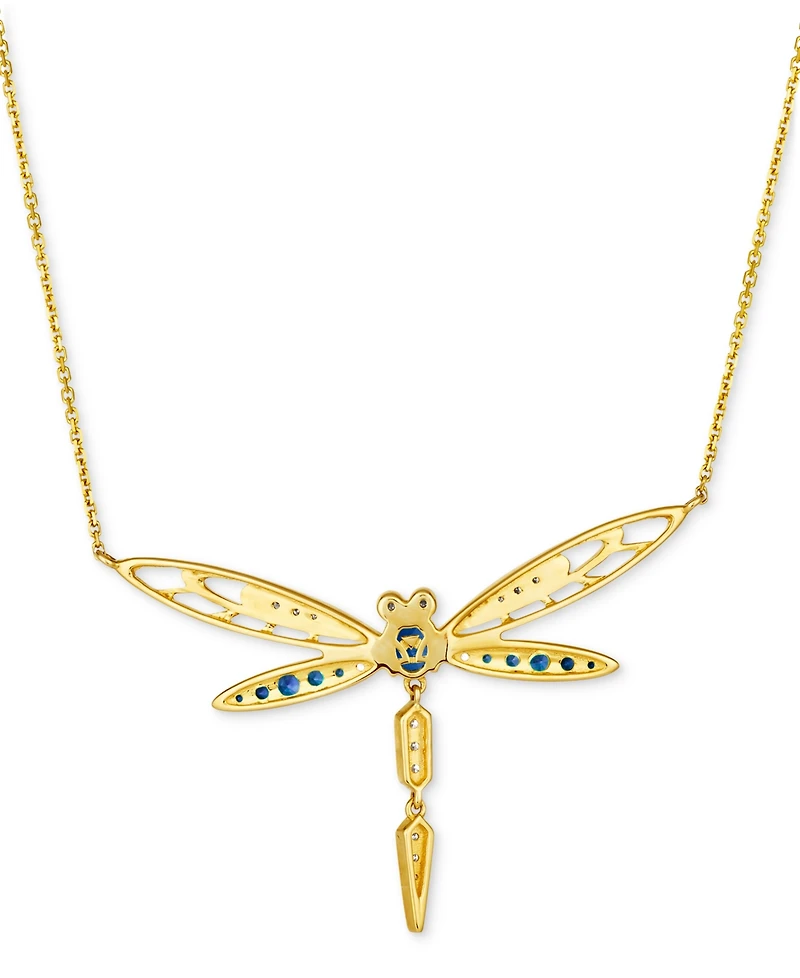 Le Vian Ombre Multi-Gemstone (7/8 ct. t.w.) & Diamond (1/5 ct. t.w.) Dragonfly 18" Pendant Necklace in 14k Gold