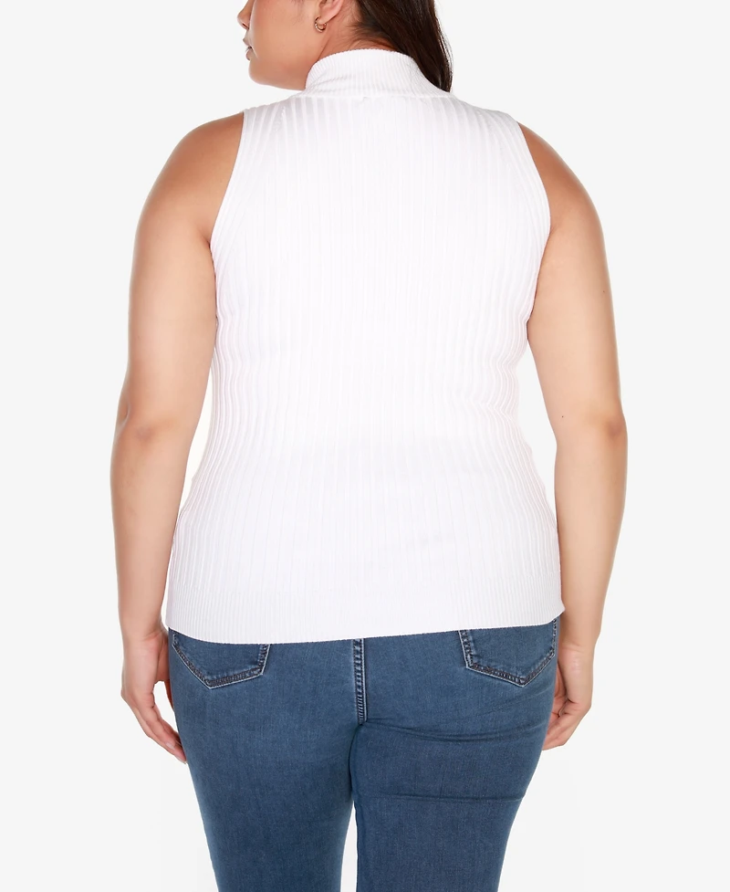 Belldini Black Label Plus Sleeveless Quarter Zip Sweater