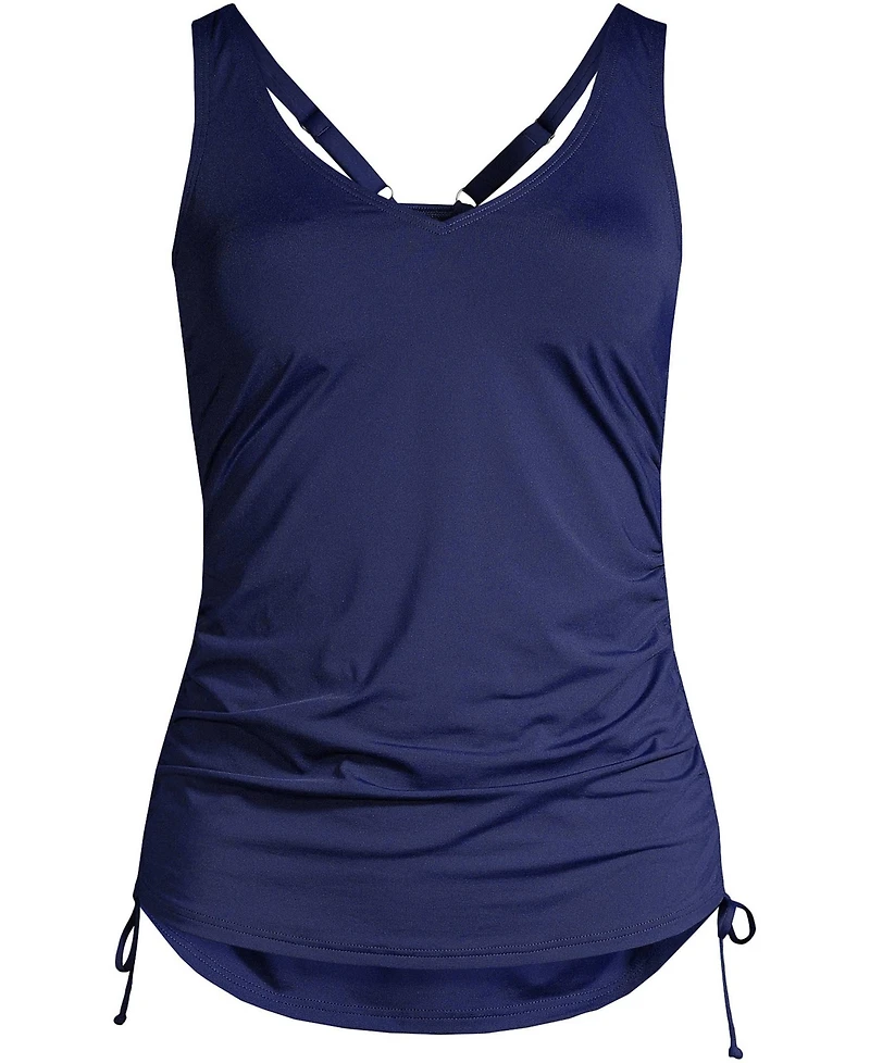Lands' End Women's D-Cup Adjustable V-neck Underwire Tankini Swimsuit Top Straps