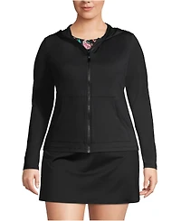 Lands' End Plus SunShade Upf 50 Long Sleeve Hooded Full Zip Rash Guard