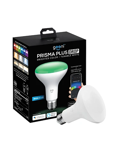 Geeni Prisma Drop 2700K-6500K Tunable and Dimmable BR30 Led Smart Light Bulb, Rgbw Wi-Fi Bulb, No Hub Required, Compatible with Alexa and Google Assis